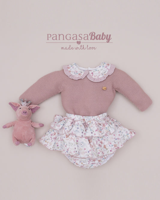 Conjunto Braguita Cherry Blossom Rosa Vintage - Pangasa Baby