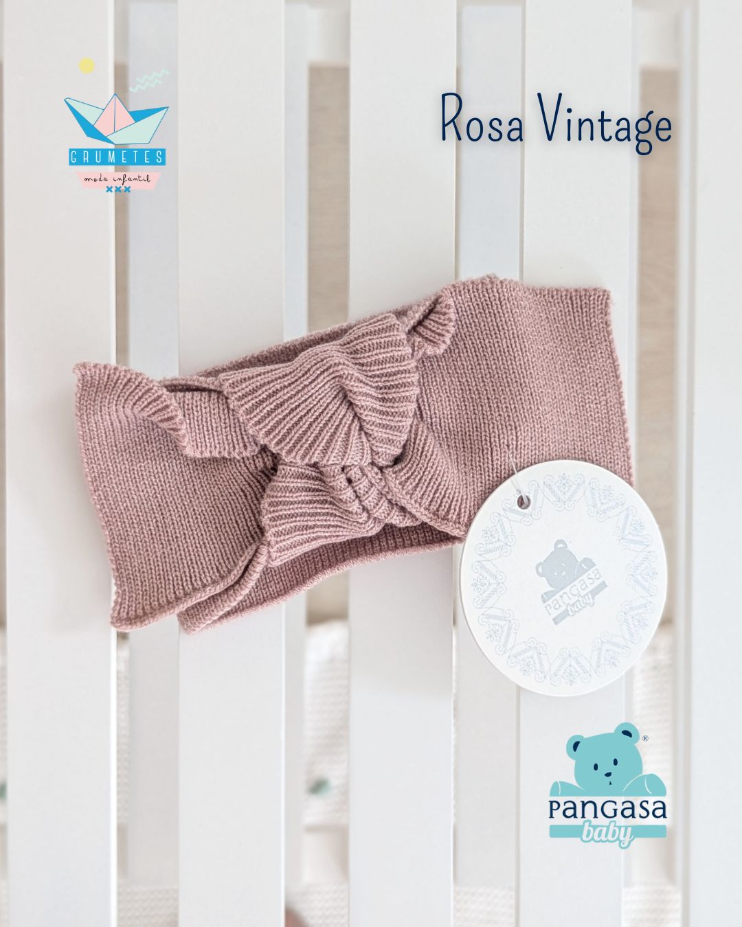 Diadema Lana Rosa Vintage - Pangasa Baby