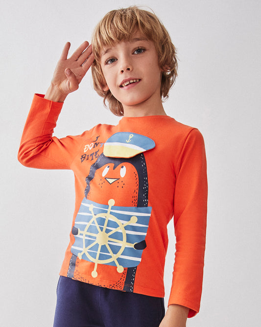 Camiseta niño Pinguino Naranja - Street Monkey