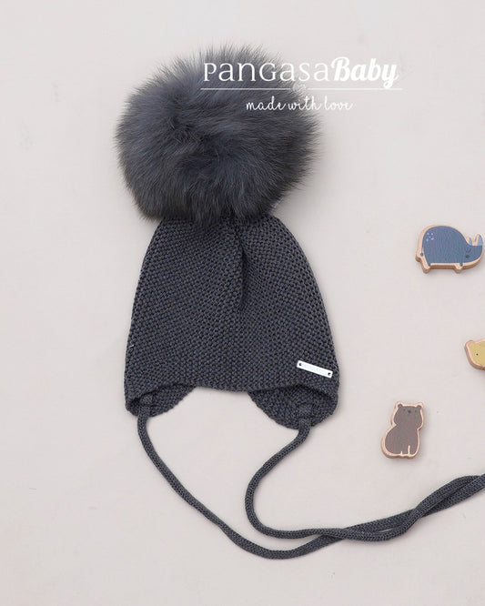 Gorro Orejero Pompón Pelo Marengo - Pangasa Baby