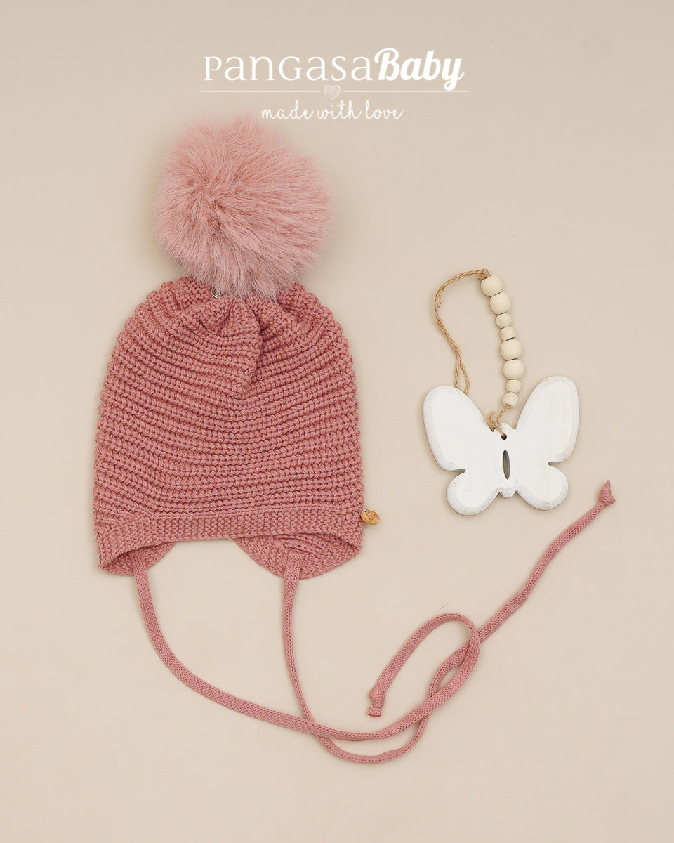 Gorro Orejero Perlado Pelo Rosé - Pangasa Baby