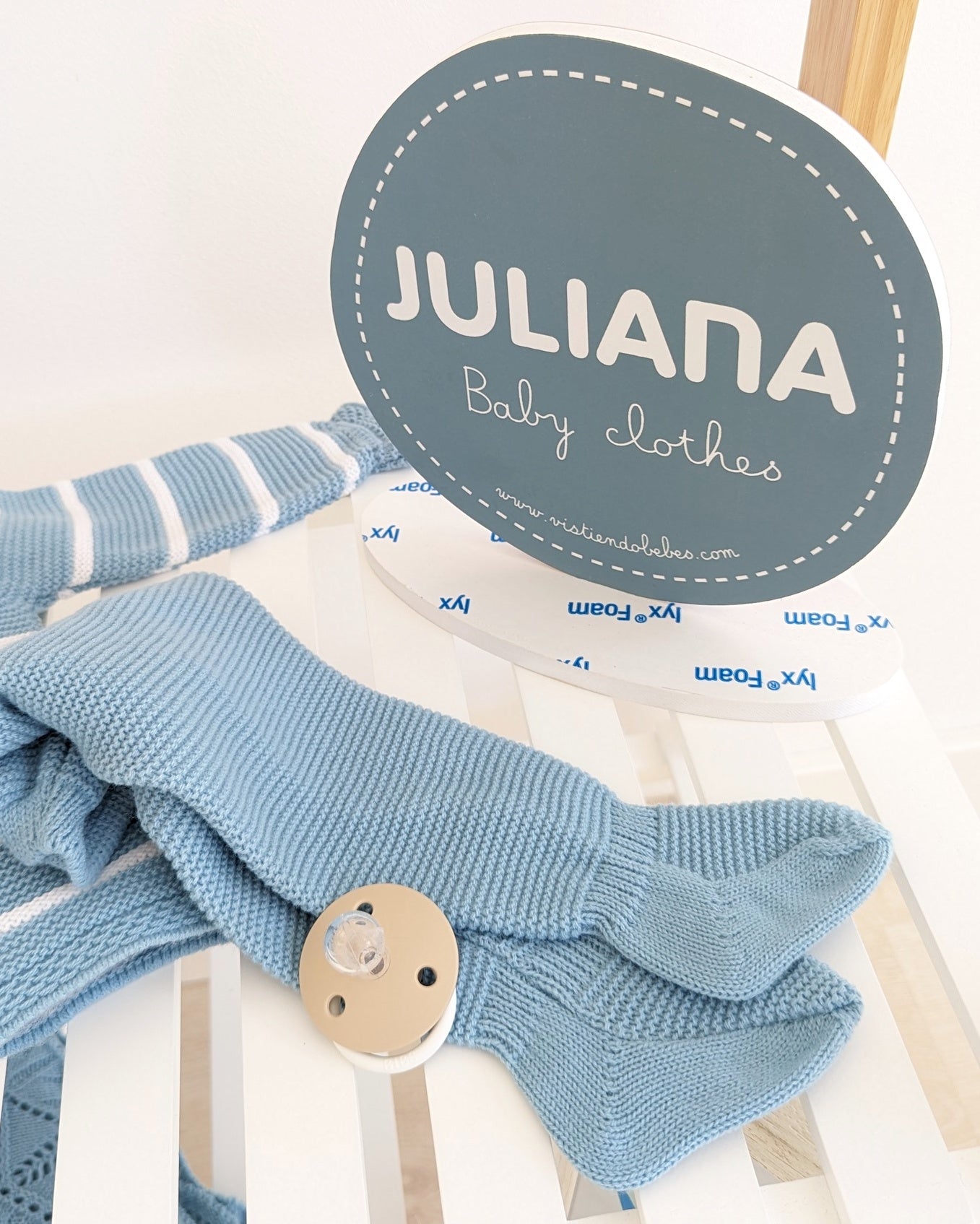 Primera Puesta Rayado Azul Nube - Colección Arcoíris Juliana