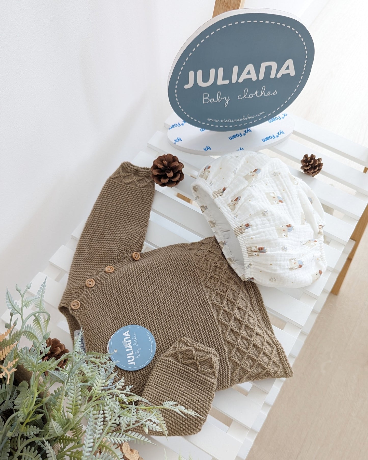 Conjunto Braga Búho Tostado - Colección Risueña Juliana