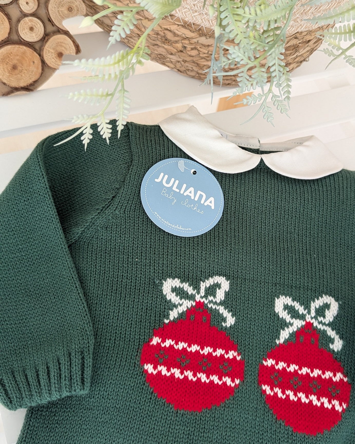 Conjunto Primera Puesta Bolas Navidad Verde Musgo - Colección Chispa Juliana