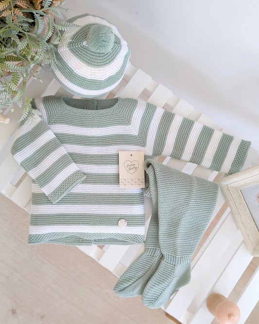 Conjunto Polaina Rayas Verde - Primbaby